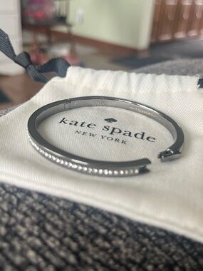 kate spade silver crystal-accent hinge bangle watch-style bracelet